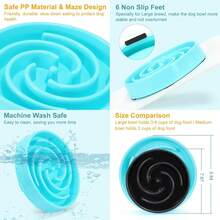 Slow Feeder Large Dog Bowl - Non Slip Maze Puzzle Bowl For Medium Dogs - Blue - Lớn - Xem 4