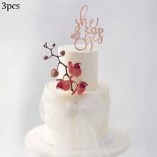 1pc/3pcs/6pcs Set Acrylic "She Said Yes" Cake Topper, Suitable For Bridal Shower, Engagement Party, Wedding Celebration - Multicolor - View 19
