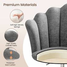 Adjustable Height Swivel Chair Office Chair, Chenille Vanity Chair, Comfy Padded Computer Desk Chair For Home Office, Study, Bedroom, Grey - Grey - View 5