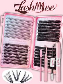 1120PCS/560PCS Individual Lash Clusters Book Kit, 10D 30D 50D 80D Mixed Density, D Curl Wispy Lash Clusters, 0.47–0.63inch Mixed Length, Natural Look Soft Lightweight Reusable DIY Eyelash Extensions, Beginner Friendly, With Lash Glue, Tweezers And Brush, Eyelash Clusters, Individual Eyelashes, Lashes, Fake Lashes, Suitable For Daily Makeup, Wedding, Party, Christmas, Halloween, Valentine's Day And Thanksgiving, Festive Glam Beauty - 粉紅色-1 - 查看 8