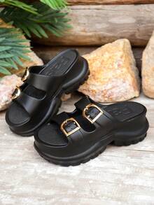 FZY New Spring/Summer Women's Wedge Platform Sandals, Featuring Popular And Out-Of-Stock Styles Including Women's Wide-Leg Pumps, Mid-Calf Boots, And Casual Sneakers. Incorporating Trending Elements From Elegant Women's Shoes, Boots, And Ankle Boots, Including Popular Styles Like Sandals, Heels, And Boots. Also Includes Trending Items For St. Patrick's Day And Yellow Heels. Pair With Other Popular Styles Like White Sandals, Black Heels, And Other Women's Sandals. Made With Comfortable Soft Soles, These Sandals Feature Both Wedge And Flat Designs, Suitable For Everyday Wear, Beach Vacations, And Parties. Available In Black, White, Pink, Purple, And More. The Wide Last Fits All Foot Shapes, Combining Millennial With Classic Retro Style, Making Them Essential And Versatile Footwear For Summer. - 黑色 - 查看 1