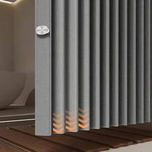 磁吸式折叠浴帘，免钻孔设计，含金属挂钩，适用于步入式淋浴间 - 灰色1件 - 查看 7