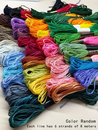 50 لون خيط غرزة الصليب، ألوان عشوائية، 6 خيوط/قطعة، 8 أمتار/قطعة، لغرزة الصليب، ألعاب صوف ملونة DIY، إلخ.