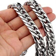 1pc Men/Women Stainless Steel Hip Hop Style Necklace Bracelet Chain, Suitable For Street Hip Hop Jewelry - Silver - View 2