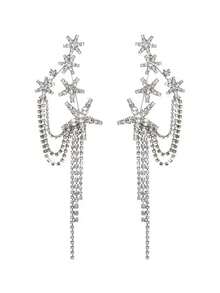 New Arrival Exaggerated Rhinestone Hexagram Tassel Earrings, Luxurious Party Accessories - Star - View 9