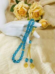 1pc 33pcs Oval Glass Bead Bracelet, Classic Elegant, Suitable For Men's Daily Wear, Tarsbie - Multicolor - View 6