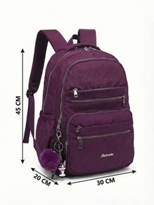 Casual Nylon Backpack With Large Capacity And Cute Charm For School - màu đen - Xem 3