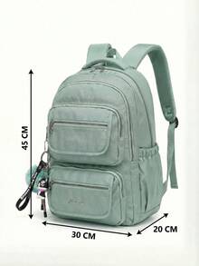 Casual Nylon Backpack With Large Capacity And Cute Charm For School - Green - View 4