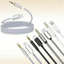 1条AUX音频转换线，高品质编织立体声音频连接适配器，兼容 14 Pro Max/14 Pro/14 Plus/14/13/12/11/XS/XR/8/7/6系列车载/耳机辅助音频线，车载和家用音频转换器 - 彩色 - 查看 1
