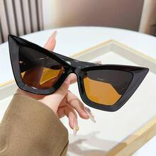 Retro Large Cat-Eye Women's Fashion Glasses - Stylish White Frame With Black Lenses, Suitable For Street Style And Party Wear, Party Glasses|Elegant And Stylish Glasses|Durable Glasses, Cat-Eye Glasses - 白色 - 查看 3