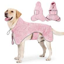 Fast Drying Dog Bath Robe,Plush Dog Towel Bathrobe/Dressing Gown,Absorbent Pet/Puppy Bathrobe,Adjustable Hood & Belly Strap,Super Soft,Fast Drying - Green-xL - View 2