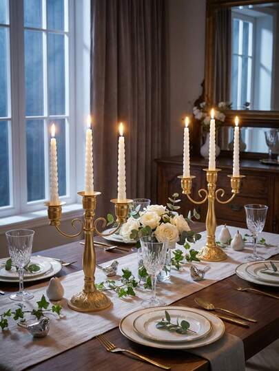 1 Pc Metal Triple-Arm Candle Holder, Retro European-Style French Romantic Decorative Ornament, Suitable For Dining Tables/Banquets/Birthday Parties/Living Rooms/Entryways/Tabletop Decoration/Fireplace Mantels/Family Gatherings, Home Decor, Decorative Ornaments, Birthday Decorations