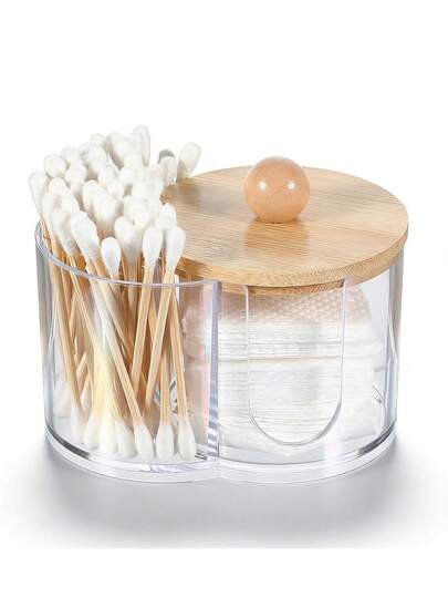Pamuk Ped ve Pamuklu Çubuk Saklama Kutusu, Kapaklı Küçük Plastik Pamuklu Çubuk Kutusu, Pamuklu Çubuklar, Makyaj Pedleri, Kürdanlar vb. İçin Banyo Aksesuarı Saklama Düzenleyici Kutusu.