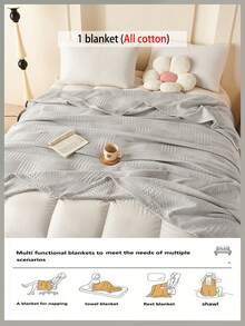 1 chiếc chăn gạc dệt kiểu waffle mềm mại và thoải mái mới - 100% cotton nguyên chất, thân thiện với da, màu trơn, thích hợp cho giường, ghế sofa, gối - Hoàn hảo để thư giãn và ôm ấp. - Khẽ dệt nên những từ ngữ bằng màu xám nhạt. - Xem 6