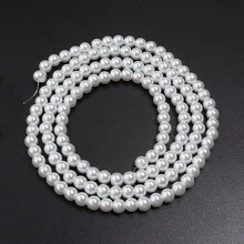 1串优雅白色贝壳珠，直径4-10毫米，圆形装饰珠，DIY手链配件 - 白色 - 查看 10