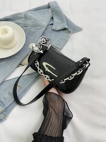 2026新款时尚多功能斜挎包、腋下包、小方包、银色小手提包 - 黑色 - 查看 9