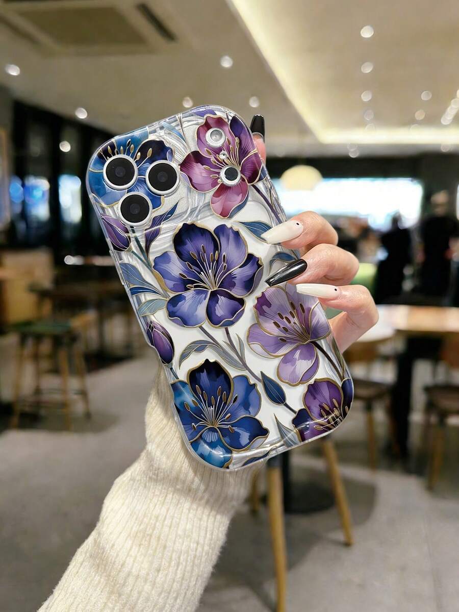 Cream Textured Wavy Edge Floral Painted Anti-Drop Phone Case Compatible With IPhone 17pro/17Air /17/17promax16/11/16pro/16plus/16promax/16e/15Promax/13/14/12/XS/XR/7G/8P, Compatible With Samsung Galaxy S25/S25PLUS/S25 Ultra/A16/A36/A26/A56/A50/A12/A32/A52/A72/A51/A21S/A13/A14/S24/S24PLUS/S24Ultra,S22/A52/A53/A54/A55S23/, Compatible With Xiaomi 11/12Pro/12/12X/13Pro/14Pro/15Pro/, Compatible With 10/9/Note9/12c/Note11pro/Note8Pro - Multicolor - View 1