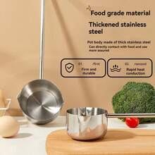 1pc Mini Butter Heater, Small Sauce Pot, Milk Heating Pot, Small Pot For Melting Chocolate And Candy, With Long Handle Suitable For All Stoves, Multi-Purpose Cooking, Stainless Steel Material - View 8
