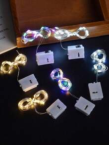 15/5/1pc 電池供電 LED 迷你星星閃爍銅線螢火蟲仙女燈，適用於梅森罐、婚禮、派對、聖誕中心裝飾，暖白色，100cm 銀色線 LED 仙女串燈，適用於臥室、婚禮、梅森罐、DIY 手工、聖誕花環、派對裝飾，白色光，電池供電銀色線仙女串燈，適用於梅森罐、螢火蟲 DIY 派對婚禮裝飾 (白色白色光) - 白色 - 查看 11