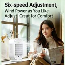 F21 Digital Display Water-Cooled Automatic Oscillating Desktop Fan, Large-Capacity Battery, Three-Speed Oscillation, Six-Speed Fan Adjustment, Water-Cooled Mist Cooling, Turbine Fan Blades, Portable Cooling Fan For Offices And Dormitories. - Desk Fan - View 2