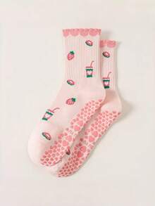 2 Pairs Women's Cartoon Pattern Sports Yoga Socks With Silicone Grip Bottoms, Indoor Workout, Dance, Yoga, Pilates Exercise Socks - Multicolor - View 4
