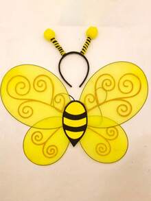 1 Set Cute Halloween Bee Costume And Accessories (Including Headpiece And Wings) - Multicolor - View 6