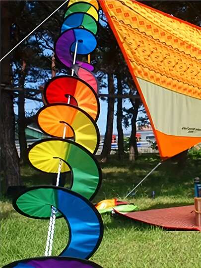 Outdoor Hanging Rotating Rainbow Wind Chimes, Colorful Fabric Wind Spinner For Home, Scenic Area, And Garden Decor