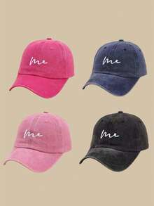 1pc Popular Letter ME Embroidered Washed Baseball Cap, Unisex Outdoor Sun Protection Baseball Cap - Me - View 10