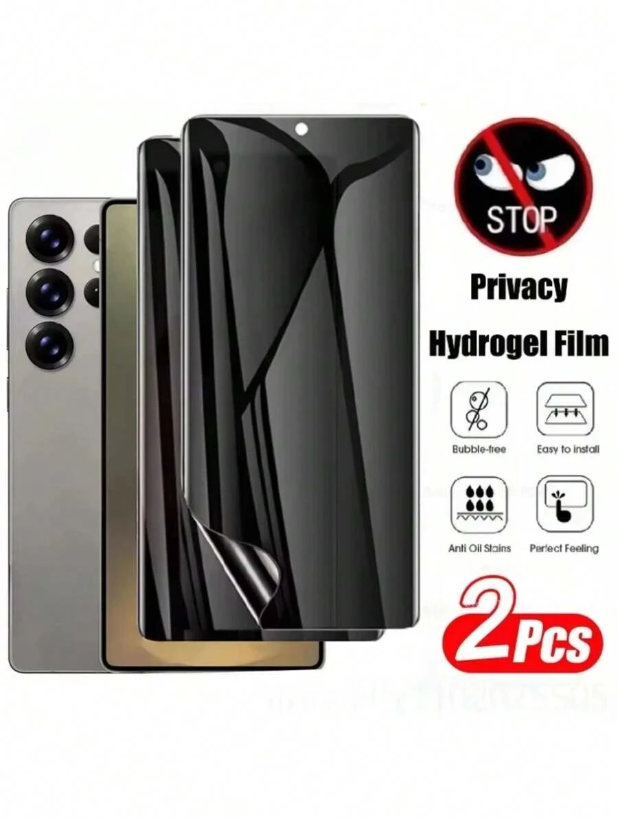 2 Pcs Anti Spy Hydrogel Film Compatible With Samsung Galaxy S26 S25 S24 S23 Ultra S22 S21 S20 Plus S24 S23 FE S25 Edge Note 20 10 Ultra Plus Full Coverage Screen Protector - Clear - View 1