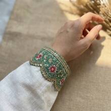 1/5 Yard Multi-Color Floral Embroidered Sequin Lace Trim - Suitable For DIY Hat Bands, Ties, Curtain Decorations And Other Sewing Projects, Crafts, Home Decor, Fashion Design, Chinese Style And Christmas Gift Packaging, DIY Clothing And Beginner Sewing - Multicolor - View 3