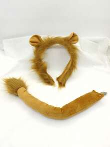 2pcs New Lion Set - Lion Headband + Tail, Party Costume Accessories - Brown - View 7