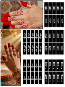 5pcs Modern Design Mini Mandala Temporary Tattoo Stickers, Body Art Decor For Ramadan - Black and White - View 3