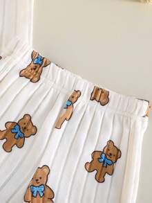 2pcs Newborn Baby Boy Outfit, Cute Bear Pattern Short Sleeve Top And Shorts, Casual Daily Wear - Apricot - View 8