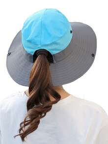 男女通用夏季马尾辫遮阳帽，可折叠透气宽檐渔夫帽，适合远足、海滩、钓鱼 - 彩色 - 查看 5