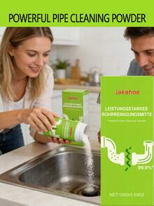 jakehoe 1 pieza/100g Polvo limpiador de desagües, disuelve la grasa y despeja los desagües atascados, efectivo para el mantenimiento de desagües de cocina, inodoro, baño y lavandería - En polvo - Ver 7