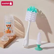 SAIDAH Juego de cepillos de botella de material de nailon que no se desprende, incluye cepillo para tetina, ventosa y mango de PP, herramienta de limpieza altamente que no se desprende - Multicolor - Ver 14
