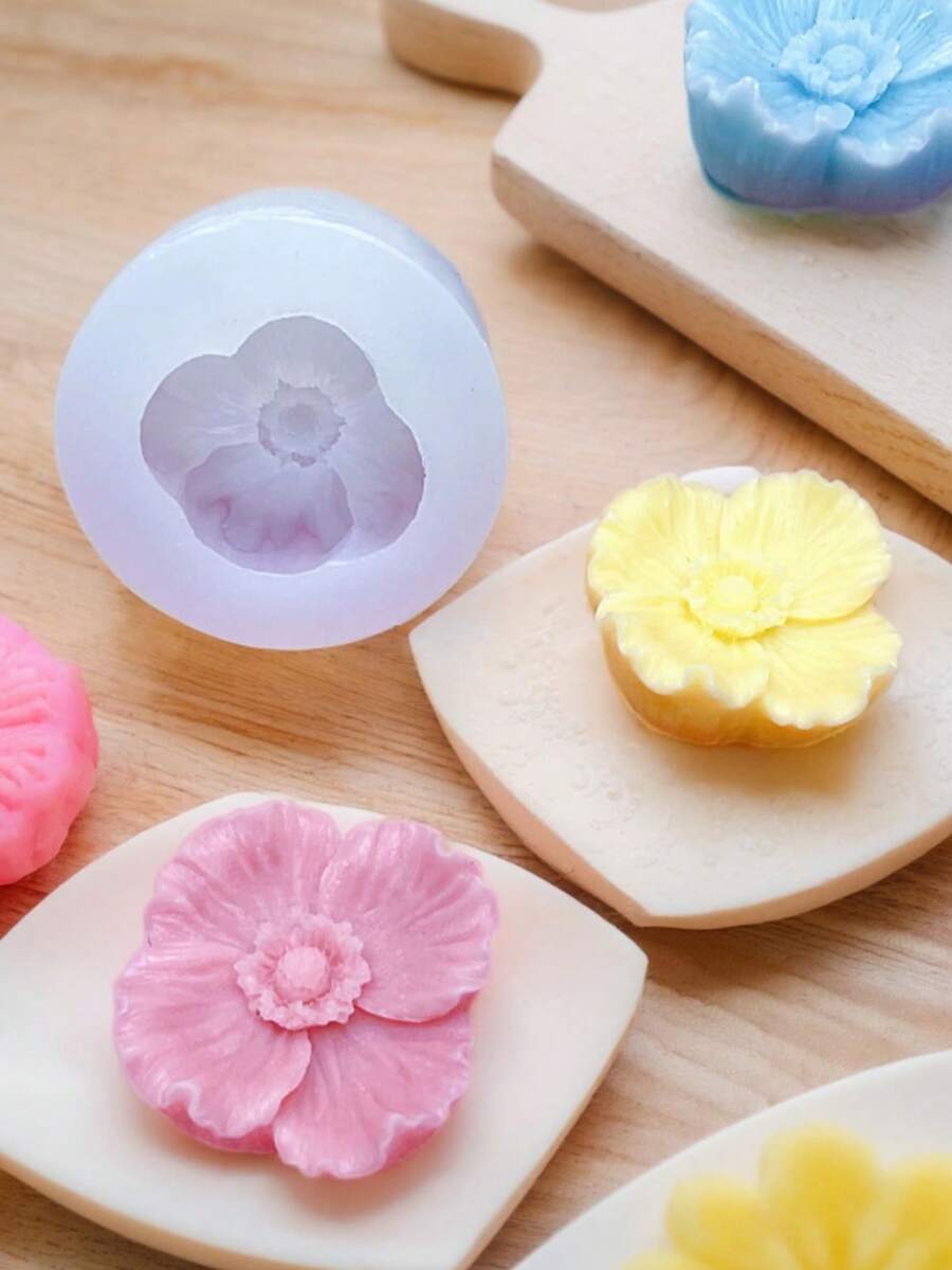 New Silicone Hibiscus Flower Mold, DIY Hibiscus Aroma Candle, Fragrance Stone, Handmade Plaster & Silicone Mold - A-White - View 1