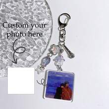 1pc Handmade Customized Wave Globe Bead Keychain | Summer Flowing Wave | Matching Decor | Customized Photo Keychain - Couple Music Edition - View 16