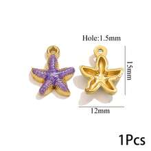 1/5 Pcs Stainless Steel Enamel Starfish Charms For Jewelry Making DIY Bracelet Necklace Jewelry Gold Pendants Handmade Crafts - Multicolor - View 18