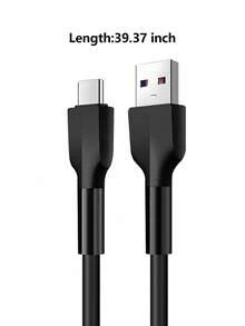 1 pieza Cable de carga rápida USB-C de silicona líquida negra, cable de datos tipo C compatible con Huawei, teléfonos, 1/1.5/2M - Negro - Ver 3