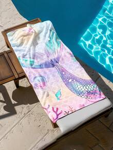 1 Stück traumhaft bunter Meerjungfrau-Schwanz Strandtuch, super weicher Mikrofaser extra großer Stranddecke, super saugfähiges Badetuch, geeignet für Reisen, Schwimmbad, Tauchen, Surfen, Yoga, Camping, in verschiedenen Größen erhältlich, Strandaccessoires - Verschiedenfarbig - Übersicht 9