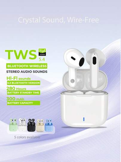 Auriculares Bluetooth A7 5.4, sonido de alta calidad, llamadas claras con cancelación de ruido, IPX5 resistente al agua, baja latencia, compatible con Android, iOS, portátiles, adecuado como regalo para familia, amigos, cumpleaños, primavera, novio, novia, vacaciones, Pascua, auriculares inalámbricos compactos con estuche de carga, cancelación activa de ruido