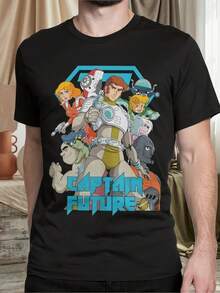 Men's And Women's T-Shirts, Captain Future Cartoon Comet Crew Casual Comfortable T-Shirts, Short Sleeve T-Shirts, Round Neck Clothing, Gift Ideas, Perfect Gifts, Collector's T-Shirts - màu đen - Xem 6