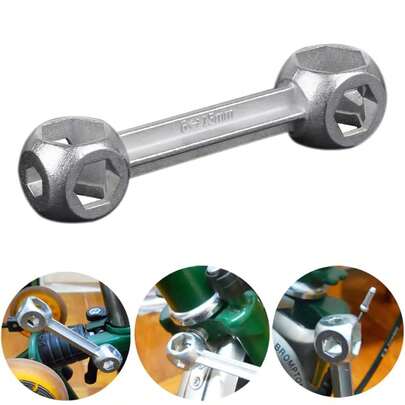 1 件装重型多功能扳手 - 10 种尺寸，梅花头和开口头设计，兼容螺栓、螺母、零件（六角/一字/星形） - 便携式金属机械维修工具，适用于家庭、摩托车和自行车维修