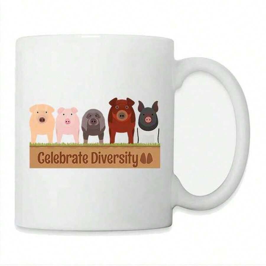 Taza 11oz diversidad de cerdos de colores - Blanco - Ver 1