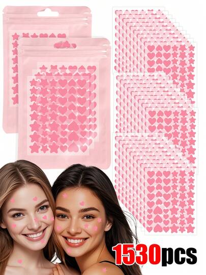 1020 Parches, 20 hojas / 51 Parches, 1 hoja / Paquete Pegatinas de estrellas, rosas, Pegatinas de pentágono, Pegatinas de corazón, Pegatinas de decoración facial, Pintura facial para decoración de fotos, Pegatinas de decoración de fiesta, Halloween y Navidad, Pegatinas de decoración navideña, Pegatinas de decoración de eventos y fiestas, Asequible, Excelente para abastecerse, Herramientas de belleza, Artículos buenos y baratos, Regalos para mujeres, Regalos de Navidad, 510/255/102 piezas