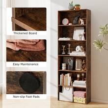 COSTWAY 6-Tier Open Bookcase, 178 Cm Tall Floor Standing Book Storage Organizer, Modern Display Rack Bookshelf W/2 Anti-Tipping Kits For Living Room, Bedroom, Study, Rustic Brown - A - View 7