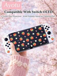 Ayotu Ốp bảo vệ hình dâu tây cho Switch, có thể lắp vào đế sạc mà không cần tháo ốp bảo vệ. - Nhiều màu - Xem 3