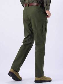 Pantalones de ocio pantalones de ocio hombre ropa de trabajo de bolsillo múltiple pantalones de trabajo de tubo recto pantalones de trabajo de tubo recto relajados pantalones de ocio de locomotora de tubo recto pantalones de ocio de secado rápido pantalones de ocio - Verde militar - Ver 2