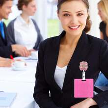 Nurse Badge Reel, Retractable ID Card Holder With Alligator Clip, Acrylic Badge Holder, Demure Funny Design (Demure-1) - Multicolor - View 3